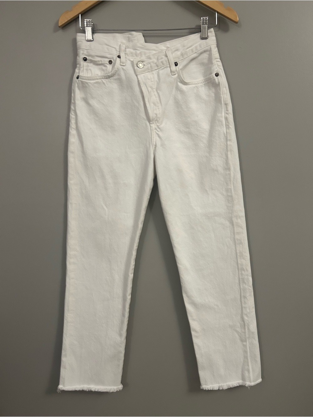 Agolde Criss Cross Size 26 White High-Rise Straight Leg Jeans - Picture 3 of 16
